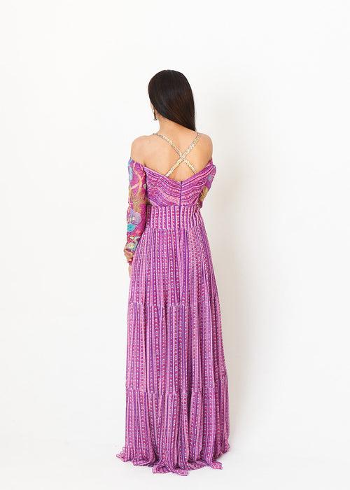 AVA STRIPES DRESS - PURPLE