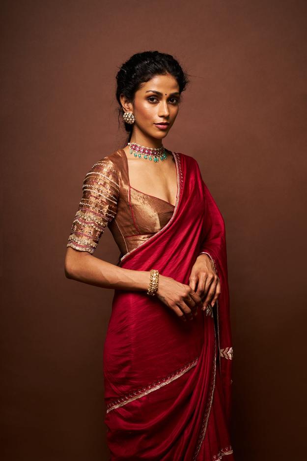 DS - Varna saree and blouse - maroon