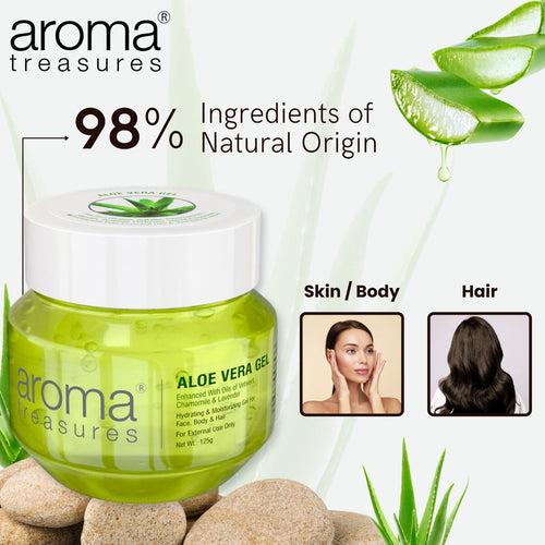 Aroma Treasures Aloe Vera Gel (Hydrating & Moisturizing Gel For Face, Body & Hair) - 125g