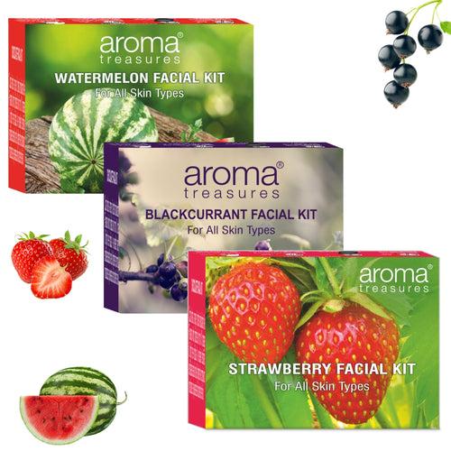 Fruit Facial Kits Combo (Watermelon, Strawberry & Blackcurrant Kit) (75g/ml)