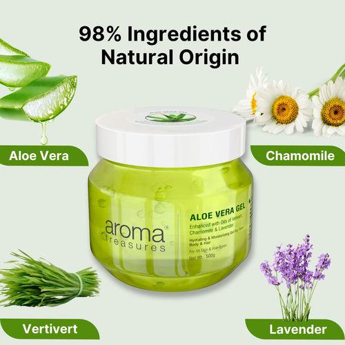 Aroma Treasures Aloe Vera Gel (Hydrating & Moisturizing Gel For Face, Body & Hair) - 500g