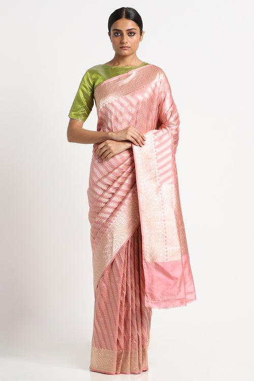 Blush Pink Silk Banarasi Saree