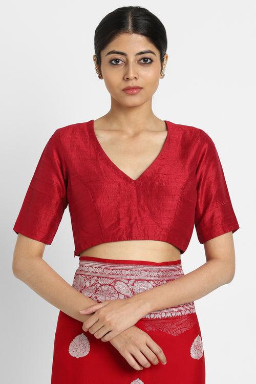 Maroon Raw Silk Samode Blouse