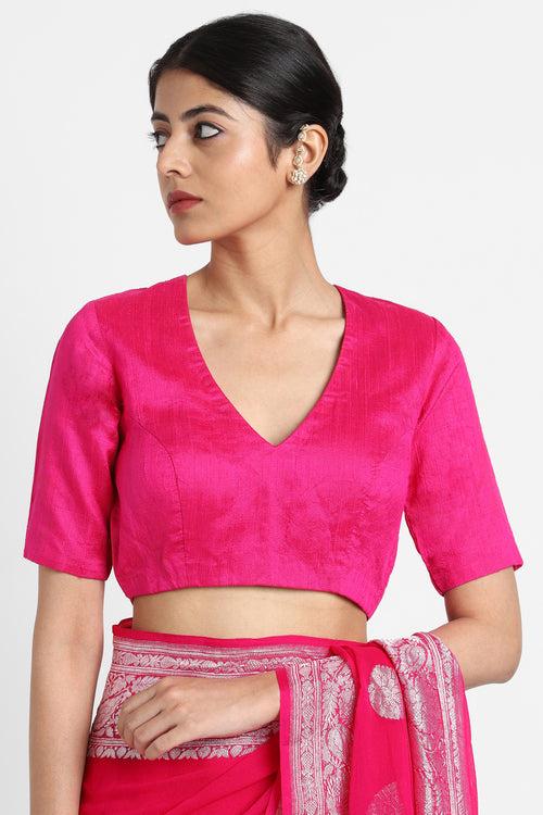 Pink Raw Silk Samode Blouse