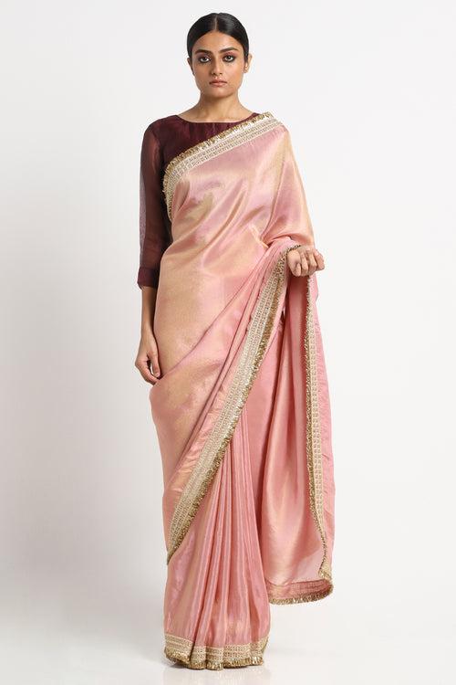 Dusty Pink Tissue Zainab Saree