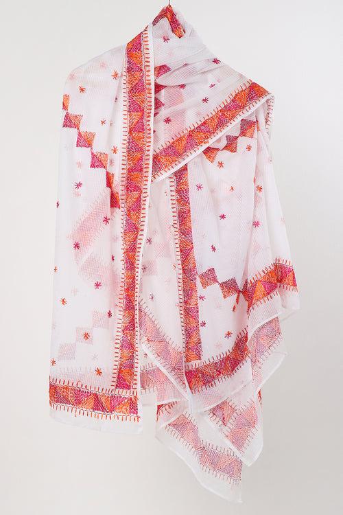 Orange and Pink Kota Cotton Phulkari Nimrat Dupatta