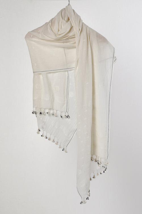 Ivory Phool Jamdani Stole