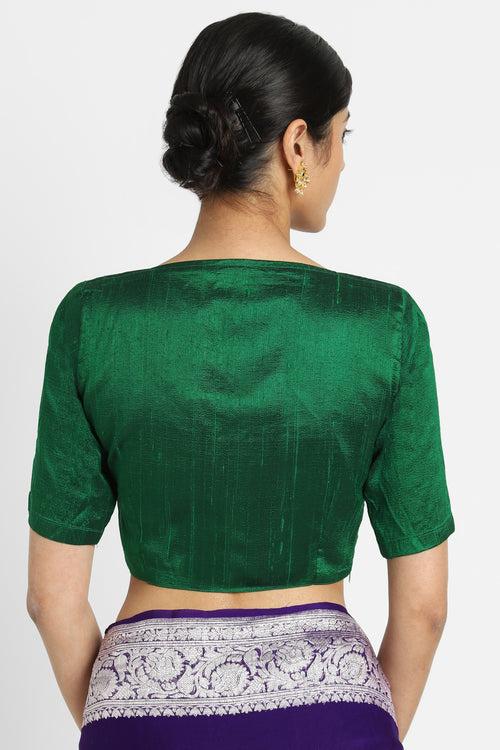 Emerald Green Raw Silk Samode Blouse