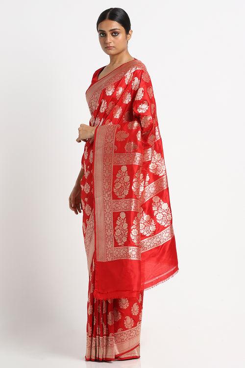 Scarlet Silk Banarasi Saree