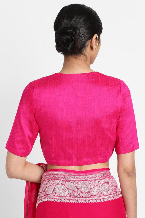 Pink Raw Silk Samode Blouse