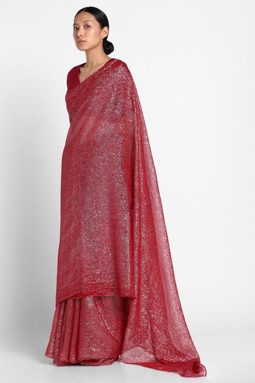 Maroon Georgette Kaumudi Saree