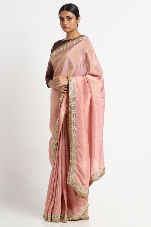 Dusty Pink Tissue Zainab Saree