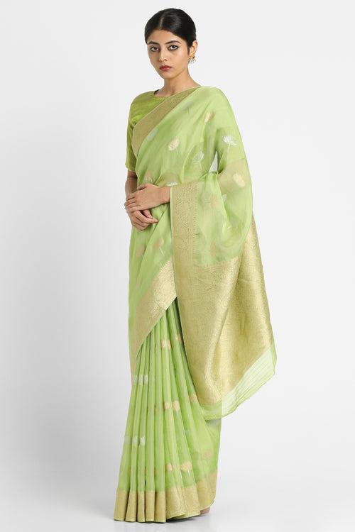 Green Kusum Georgette Banarasi Saree