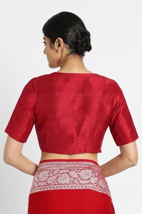 Maroon Raw Silk Samode Blouse