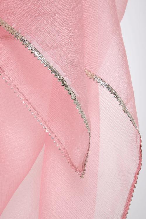 Powder Pink Bijiya Kota Silk Dupatta