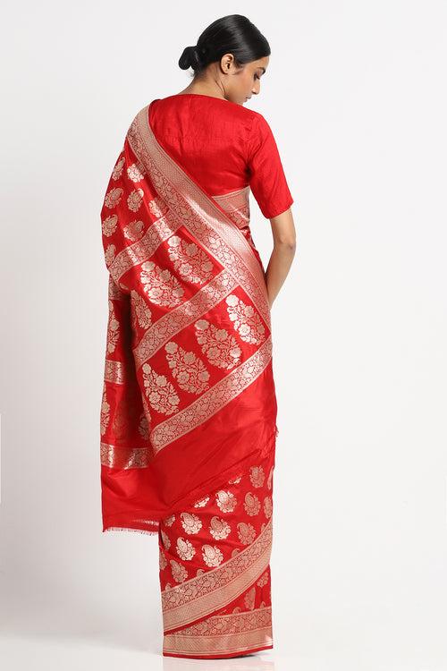 Scarlet Silk Banarasi Saree