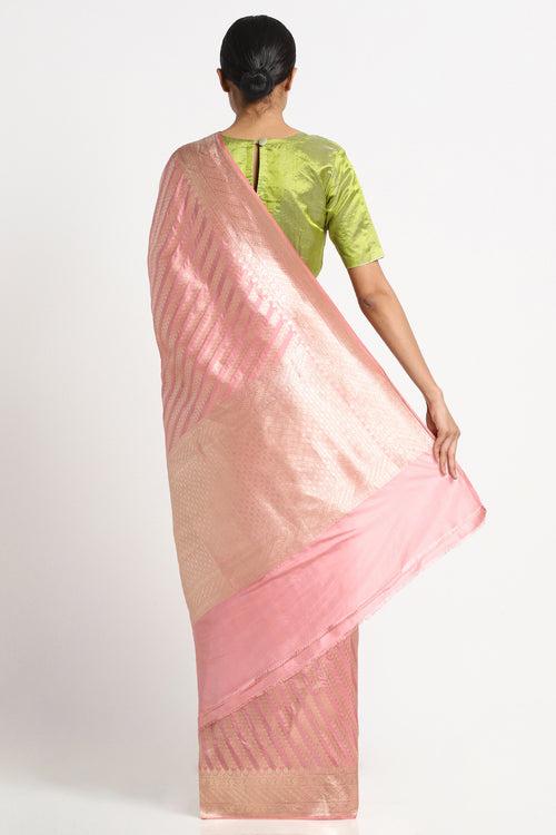 Blush Pink Silk Banarasi Saree