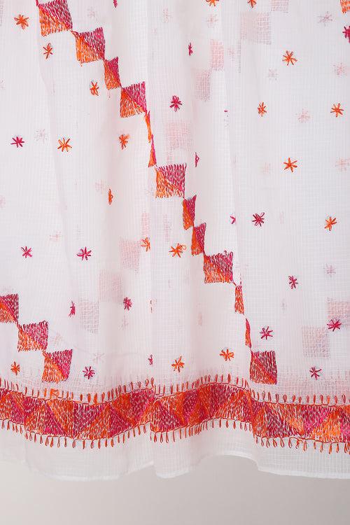 Orange and Pink Kota Cotton Phulkari Nimrat Dupatta