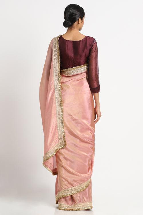 Dusty Pink Tissue Zainab Saree