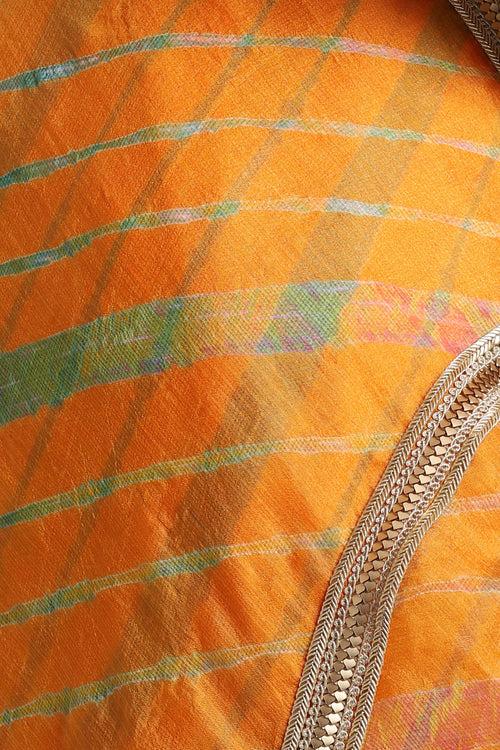 Burnt Orange Kota silk Leheriya Barkha Saree