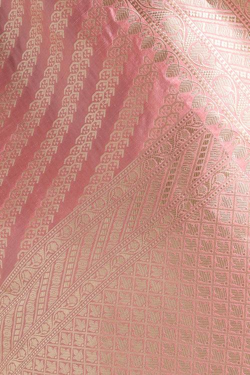 Blush Pink Silk Banarasi Saree