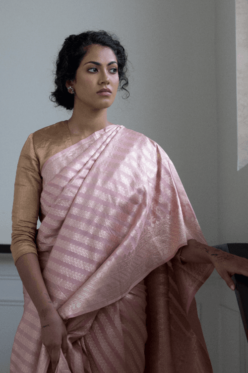 Blush Pink Silk Banarasi Saree