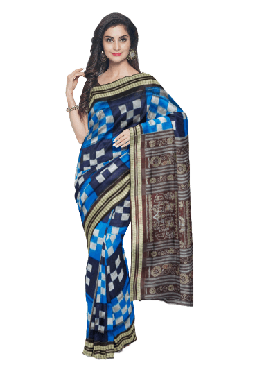 5 Kuthi Pasapali design Sambalpuri silk saree with blouse piece