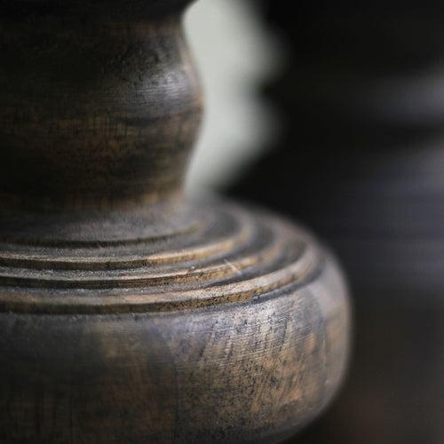 Antique Wood Pillar Candlestand Set of 3