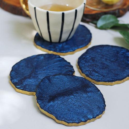 Blue Resin Coasters - Set of 4