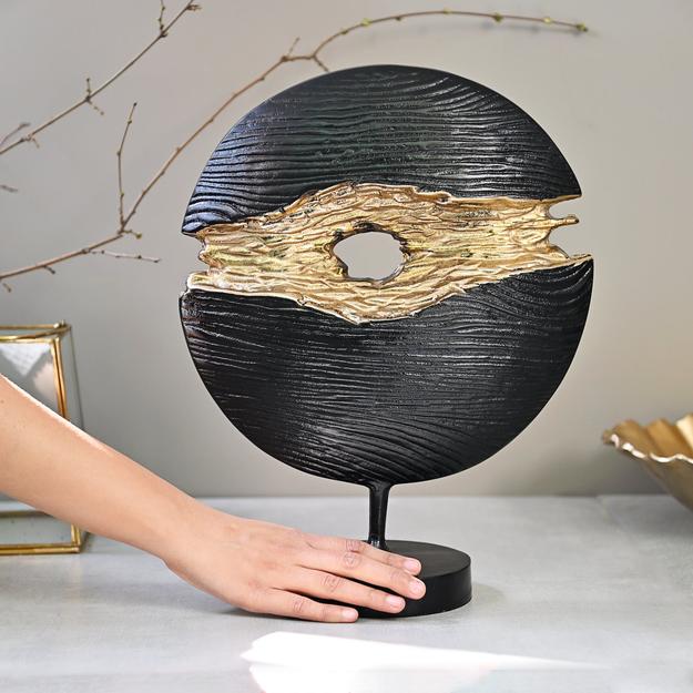 Round Tabletop Accent - Black & Gold