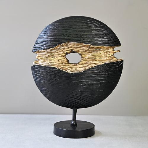 Round Tabletop Accent - Black & Gold