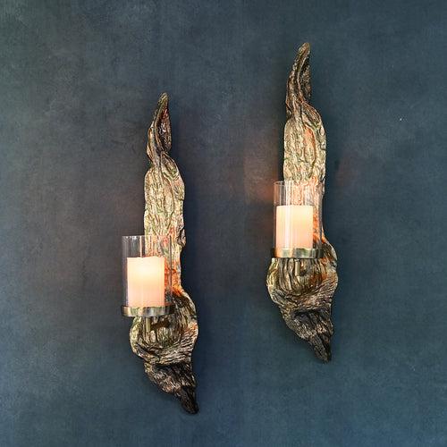 Gold Wall Candle Holder Pair