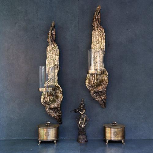 Gold Wall Candle Holder Pair