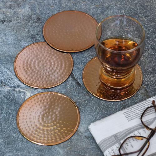 Hammered Copper Coasters - Set of 4