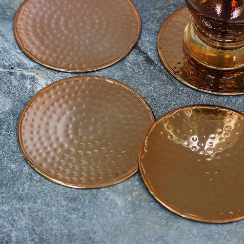 Hammered Copper Coasters - Set of 4