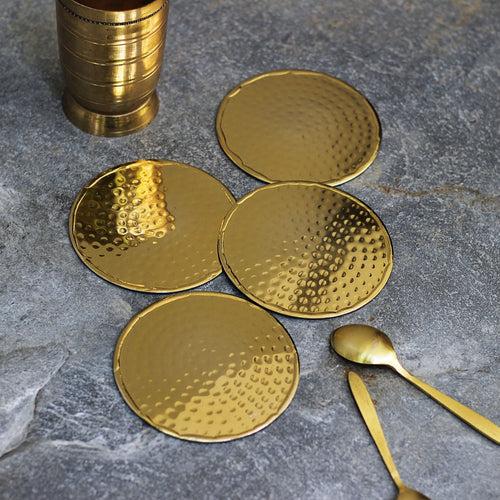Hammered Gold Coasters - Set of 4