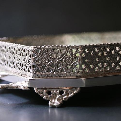 Silver Rectangular Mirror Tray