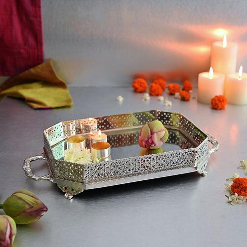 Silver Rectangular Mirror Tray