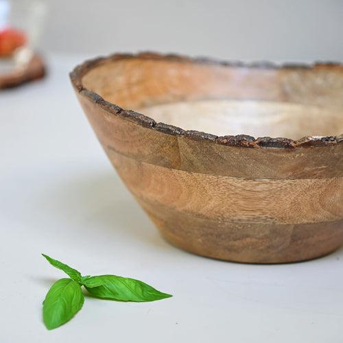 Wooden Bark Serving Bowl