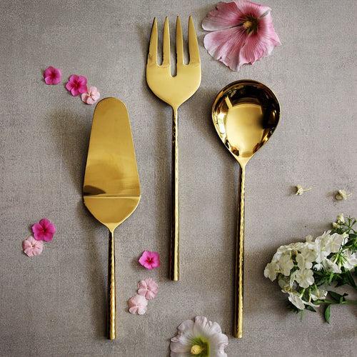 Gold Serving Spoon & Fork