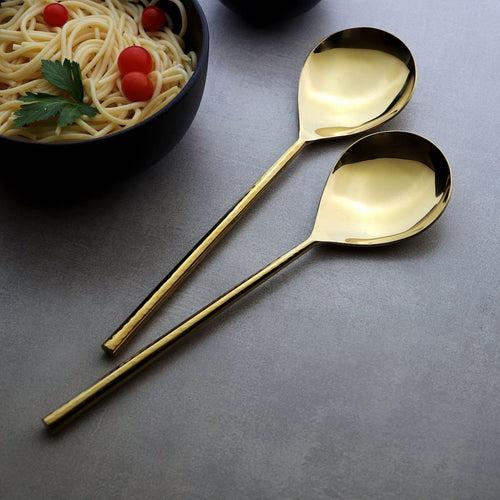 Gold Serving Spoon & Fork