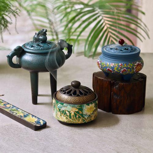 Blue Ceramic Incense Burner