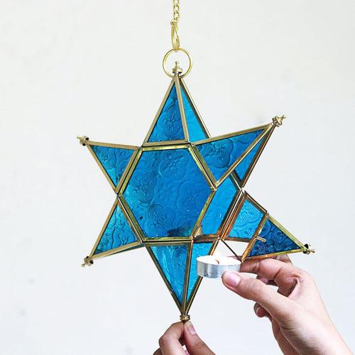 Blue Star Hanging Lantern