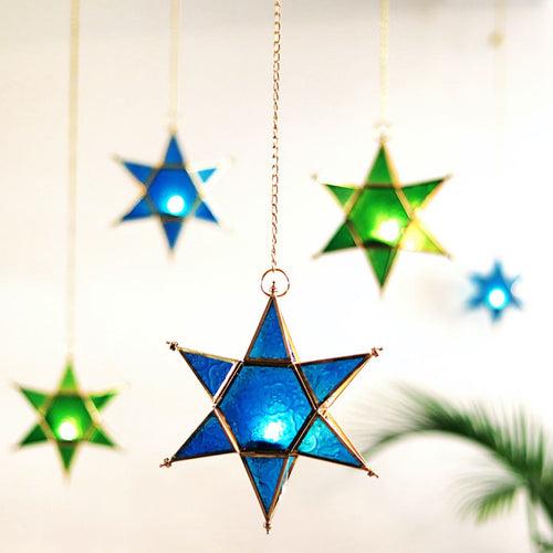 Blue Star Hanging Lantern