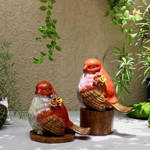 Colourful Ceramic Bird - Red