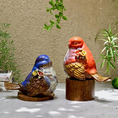 Colourful Ceramic Bird - Red