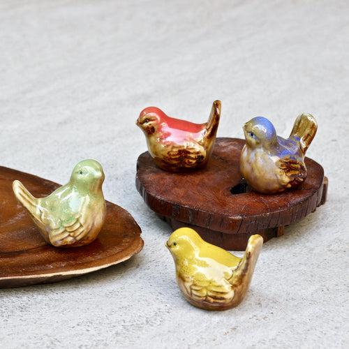 Colourful Ceramic Birds - Set of 4