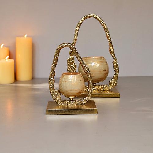 Golden Orb Candlestand Pair