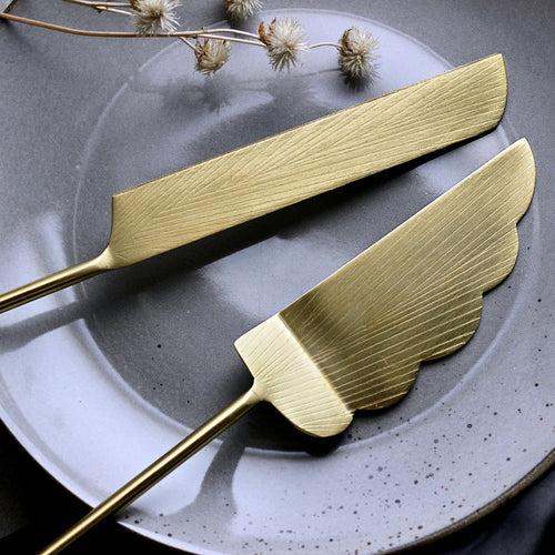 Gold Cake Server & Knife Set