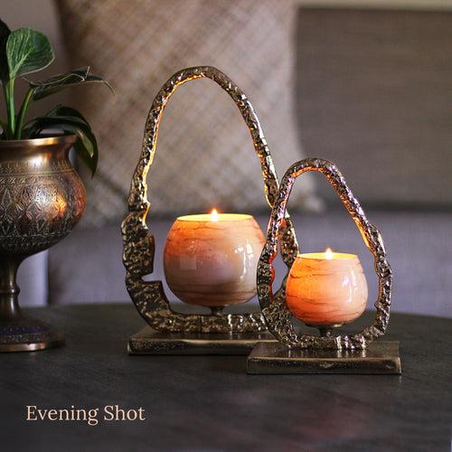 Golden Orb Candlestand Pair